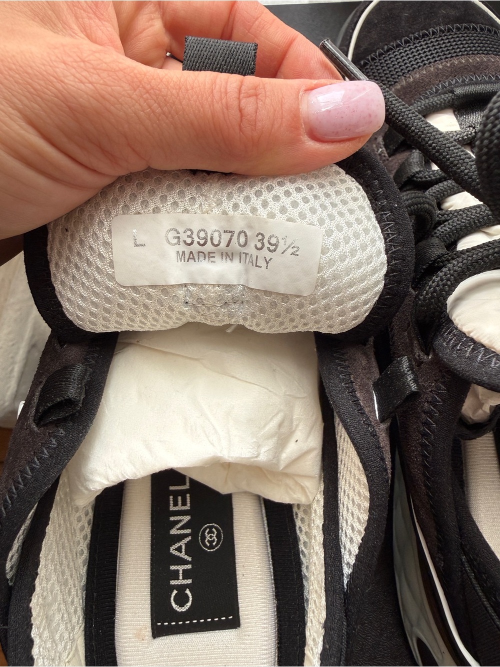 CHANEL Black and White Chunky Lace-Up Sneaker - Picture 5 of 6